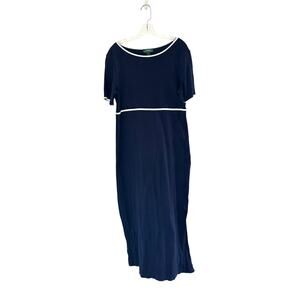 Ralph Lauren Blue Basic Y2K Short Sleeve Babydoll Maxi Dress Size Large